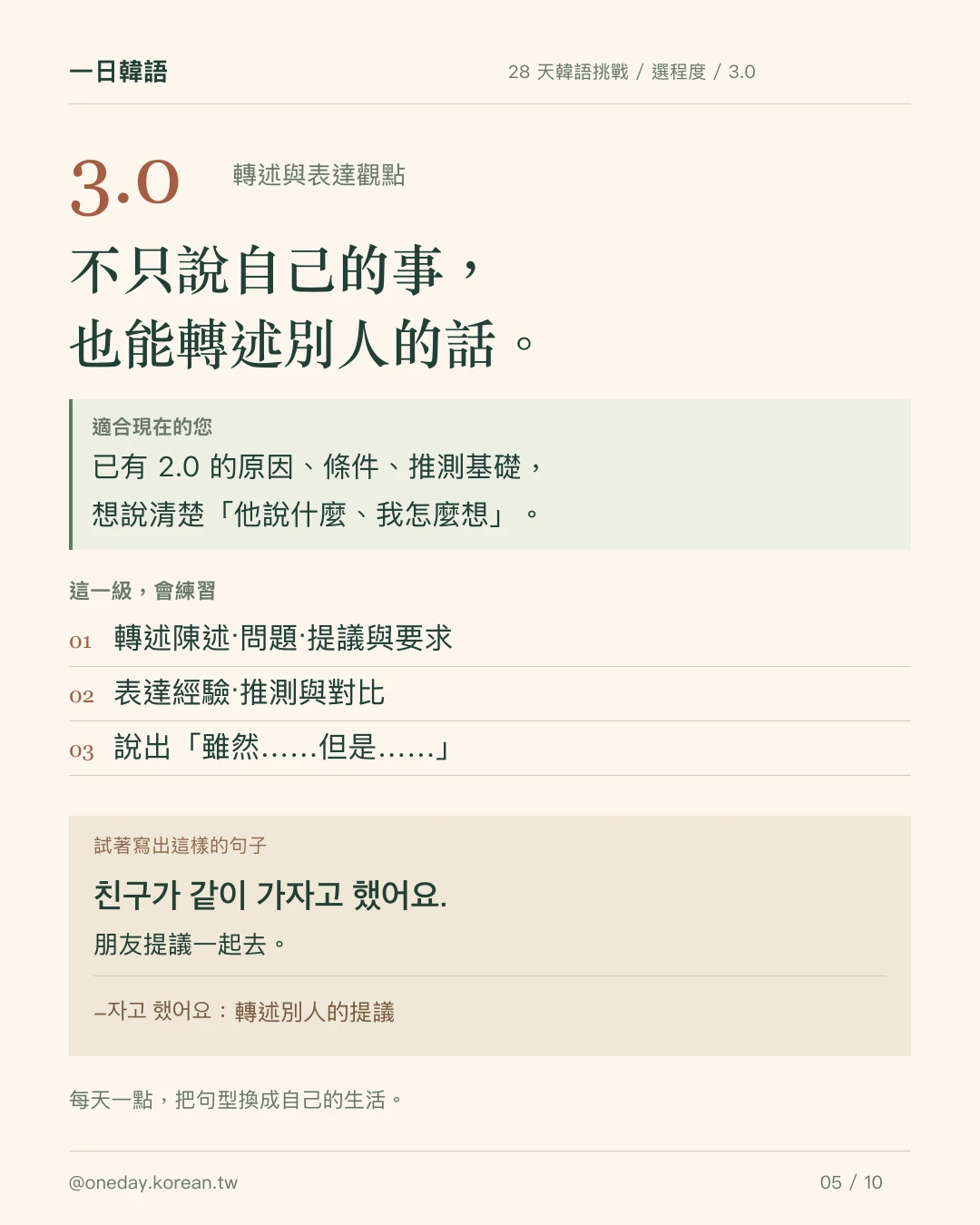 3.0:學習轉述別人的話,以及經驗、推測與對比。