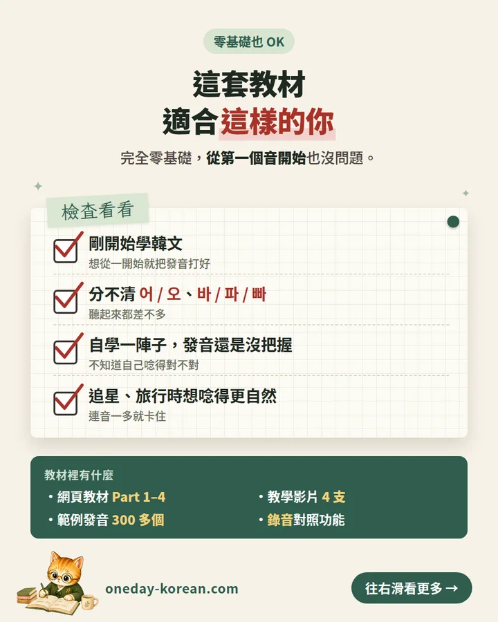 完全零基礎,或想重新整理發音基礎的您,都可以先從這套教材開始。